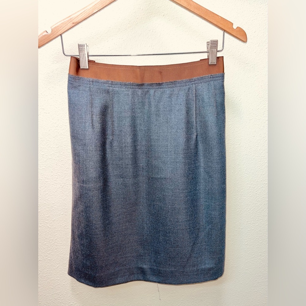 Loft Gray Woven Wool Pencil Skirt